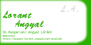 lorant angyal business card